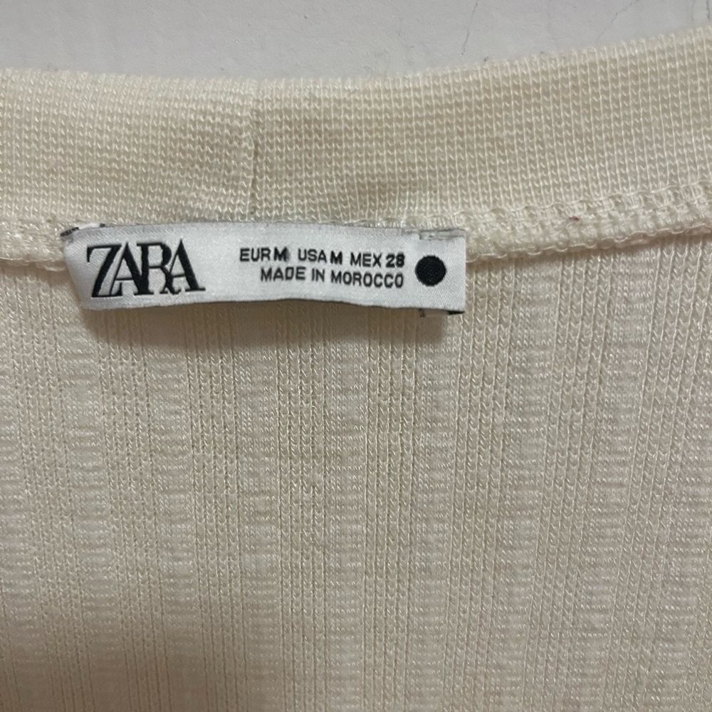 Zara Cream Ribbed Women's Top - Picture 3 of 4